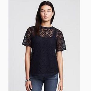 EUC Banana Republic navy lace top